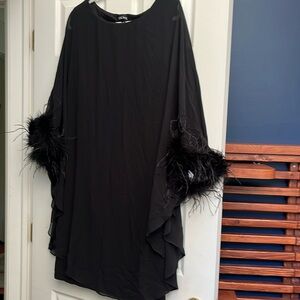 Sheer overlay xscape feathered dress